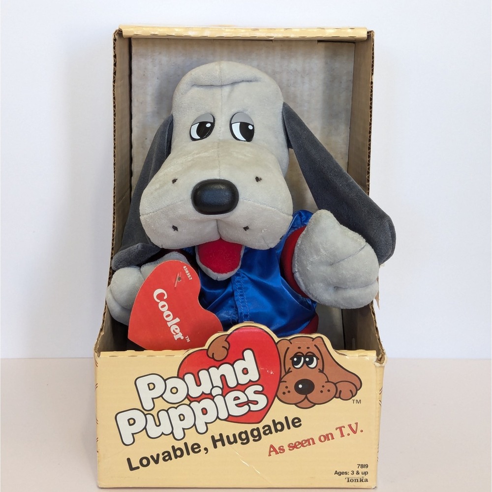 Vintage 1986 Tonka Pound Puppies Cooler Plush Dog In Box NIB TV Show 7819